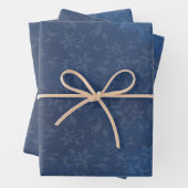 Abstrakte Blüte auf den blauen Navy-Stains Hinterg Geschenkpapier Set (Beispiel)