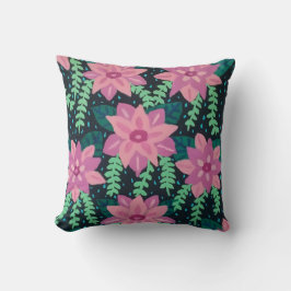 Abstrakte Blüte auf Schwarz Kissen