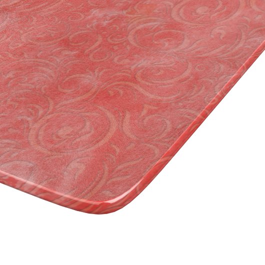 Abstrakte Blüte auf tropischen, rosafarbenen Ebene Schneidebrett (Ecke)