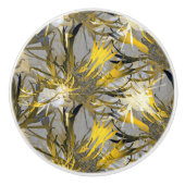 Abstrakte Blüte aus Grau und Gold Keramikknauf (Vorderseite)