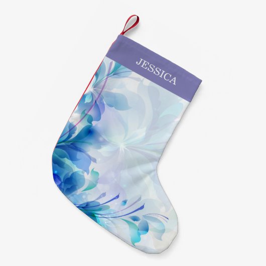 Abstrakte Blüte in Lila Blau und Weiß Kleiner Weihnachtsstrumpf (Vorderansicht (hängend))