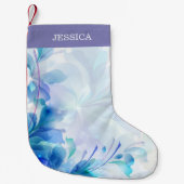 Abstrakte Blüte in Lila Blau und Weiß Kleiner Weihnachtsstrumpf (Vorderseite)