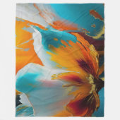 Abstrakte Blüte in Orange und Teal Fleecedecke (Vorderseite)