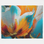 Abstrakte Blüte in Orange und Teal Fleecedecke (Vorderseite (Horizontal))