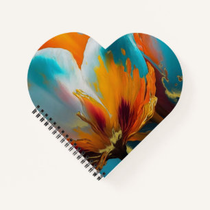 Abstrakte Blüte in Orange und Teal Notizblock
