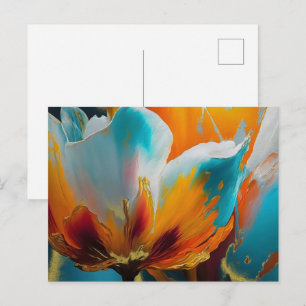 Abstrakte Blüte in Orange und Teal Postkarte