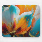 Abstrakte Blüte in Orange und Türkis Mousepad (Vorne)