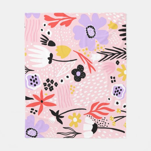 Abstrakte Blüte: Kreatives Vintages Design. Fleecedecke (Vorderseite)