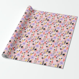 Abstrakte Blüte: Kreatives Vintages Design. Geschenkpapier