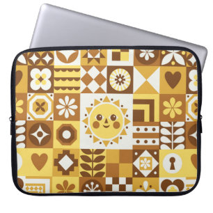 Abstrakte Blüte. Vintage Skandinavier und Volksgru Laptopschutzhülle