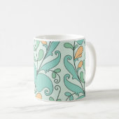 Abstrakte Blüte: Vintages nahtloses Muster Kaffeetasse (VorderseiteRechts)