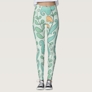 Abstrakte Blüte: Vintages nahtloses Muster Leggings
