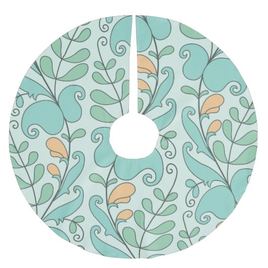 Abstrakte Blüte: Vintages nahtloses Muster Polyester Weihnachtsbaumdecke (Vorderseite)