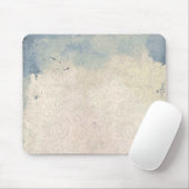 Abstrakte Blüten auf blauen und weißen Gradient-St Mousepad (Mit Mouse)
