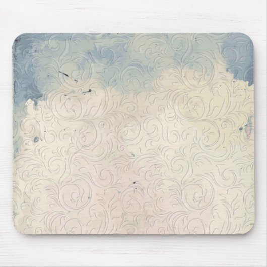 Abstrakte Blüten auf blauen und weißen Gradient-St Mousepad (Vorne)