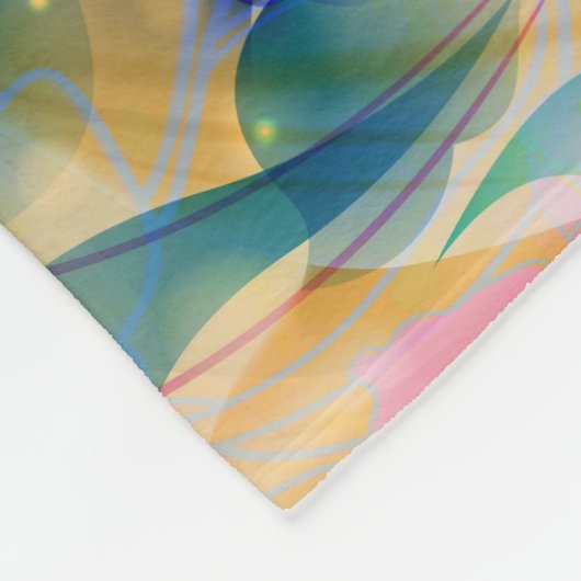 Abstrakte Blüten in Beige und Hellblau Fleecedecke (Ecke)