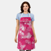 Abstrakte Blüten in Rosa und Weiß mit Ihrem Namen Schürze (Getragen)