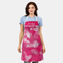 Abstrakte Blüten in Rosa und Weiß mit Ihrem Namen Schürze