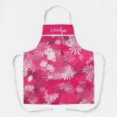 Abstrakte Blüten in Rosa und Weiß mit Ihrem Namen Schürze (Vorderseite)