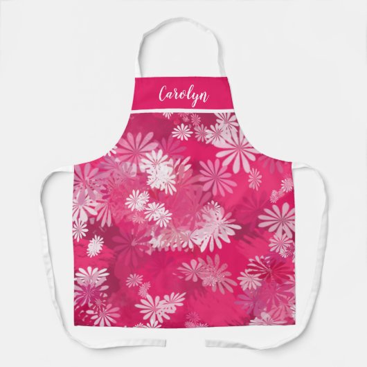 Abstrakte Blüten in Rosa und Weiß mit Ihrem Namen Schürze (Vorderseite)