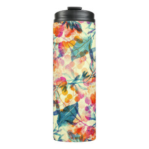 Abstrakte Blüten: Kräuter, Blume Muster. Thermosbecher