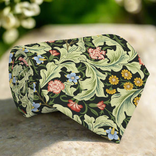 Abstrakte Blüten und Blätter Vintages grünes Muste Krawatte