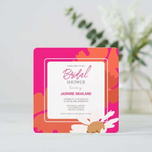 Abstrakte Blütenbrücke in Pink und Orange Daisy (Stehend Vorderseite)