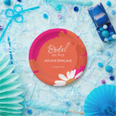 Abstrakte Blütenbrücke in Pink und Orange Daisy Pappteller (Party)