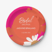 Abstrakte Blütenbrücke in Pink und Orange Daisy Pappteller (Vorderseite)