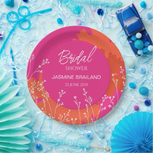 Abstrakte Blütenbrücke in Pink und Orange Daisy Pappteller (Party)