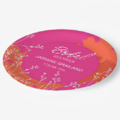 Abstrakte Blütenbrücke in Pink und Orange Daisy Pappteller (Schrägansicht)