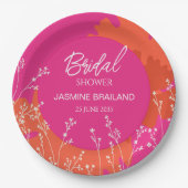 Abstrakte Blütenbrücke in Pink und Orange Daisy Pappteller (Vorderseite)