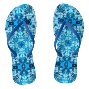 Abstrakte Blütenfarbe Blau Badesandalen