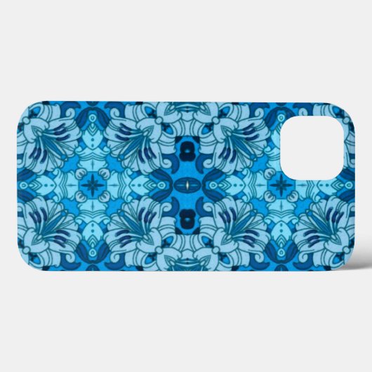 Abstrakte Blütenfarbe Blau Case-Mate iPhone Hülle (Rückseite (Horizontal))