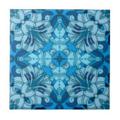Abstrakte Blütenfarbe Blau Fliese (Vorderseite)