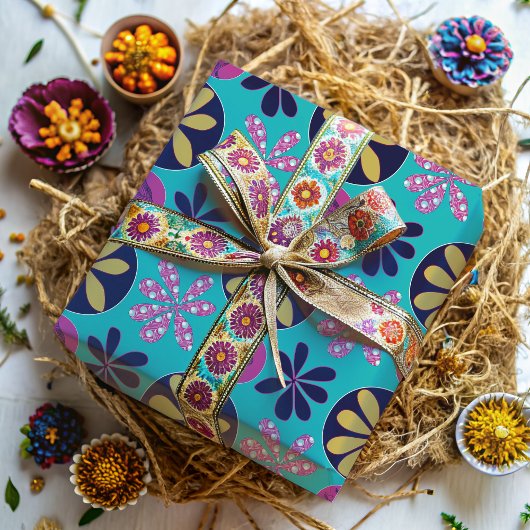 Abstrakte Blütenfarbe Geschenkpapier