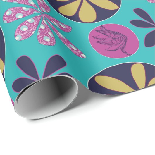 Abstrakte Blütenfarbe Geschenkpapier (Rolleneckpunkt)