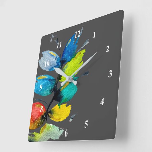 abstrakte Blütenfarbe Quadratische Wanduhr (Winkel)