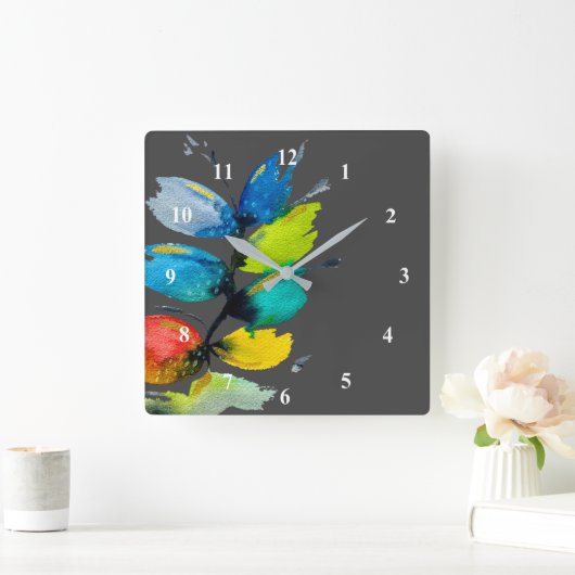 abstrakte Blütenfarbe Quadratische Wanduhr (Zuhause)
