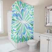 Abstrakte Blütenfarbe Wasser Burst Aqua und Blau Duschvorhang (Beispiel)