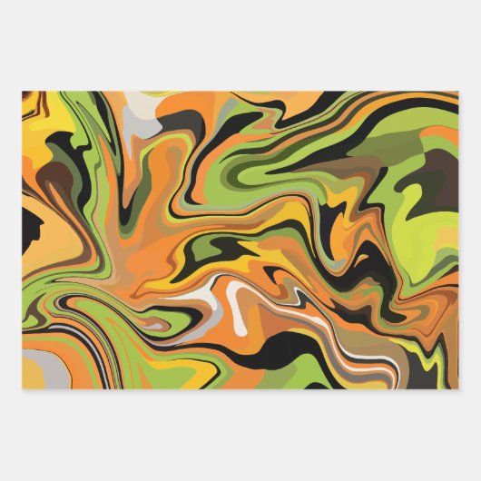 Abstrakte Blütenstände von Herbstfarben Geschenkpapier Set (Vorderseite 2)