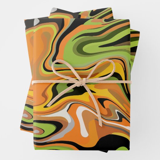 Abstrakte Blütenstände von Herbstfarben Geschenkpapier Set (Beispiel)