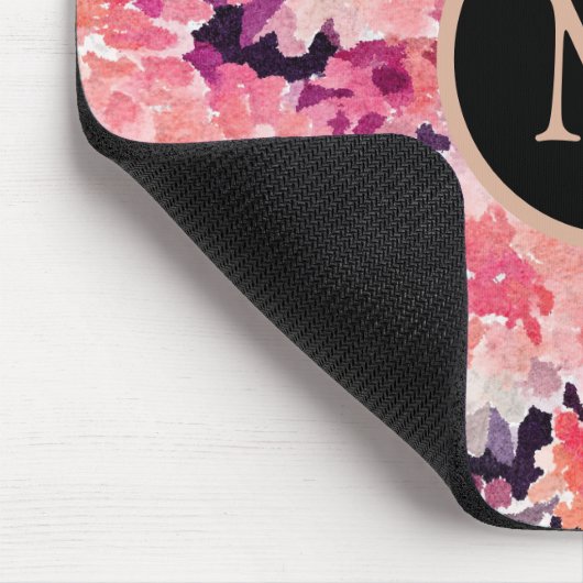 Abstrakte blutfarbige Monogramm Mousepad (Ecke)