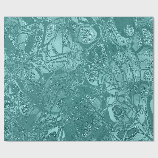 Abstrakte Body Nature Cells Gold Aquamariner Glitz Geschenkpapier (Flach)
