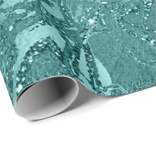Abstrakte Body Nature Cells Gold Aquamariner Glitz Geschenkpapier (Rolleneckpunkt)