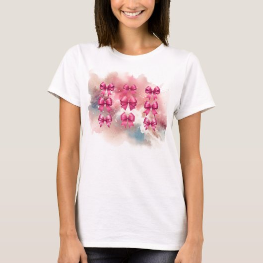 Abstrakte Bogen mit Hot Pink Coquette T-Shirt (Vorderseite)