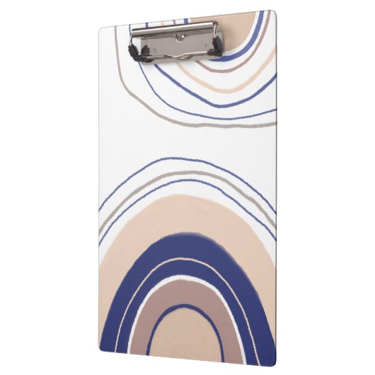 Abstrakte Boho Arches - Blau und Beige Klemmbrett (Links)
