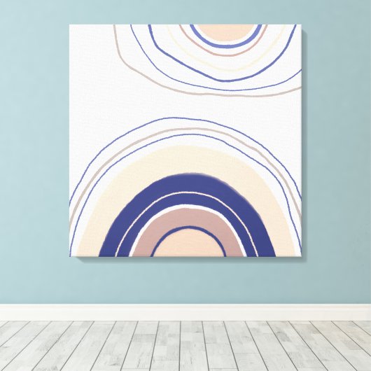 Abstrakte Boho Arches - Blau und Beige Leinwanddruck (Insitu (Holzboden))