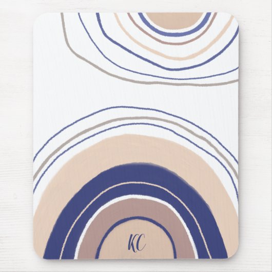 Abstrakte Boho Arches - Blau und Beige Mousepad (Vorne)