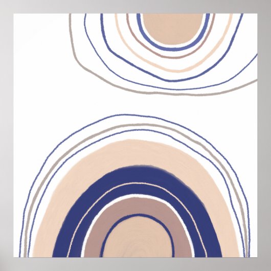 Abstrakte Boho Arches - Blau und Beige Poster (Vorne)
